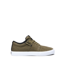 Supra Kids STACKS II VULC Olive/Black/white Low Top Shoes | CA-50236